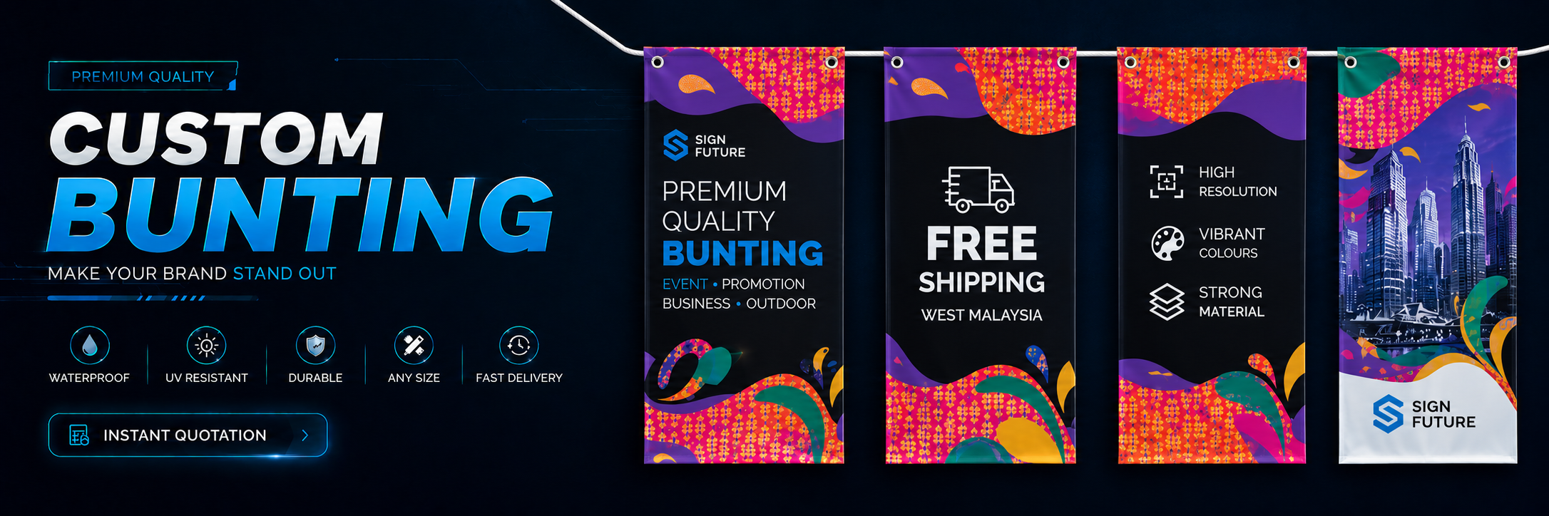 Custom bunting premium quality