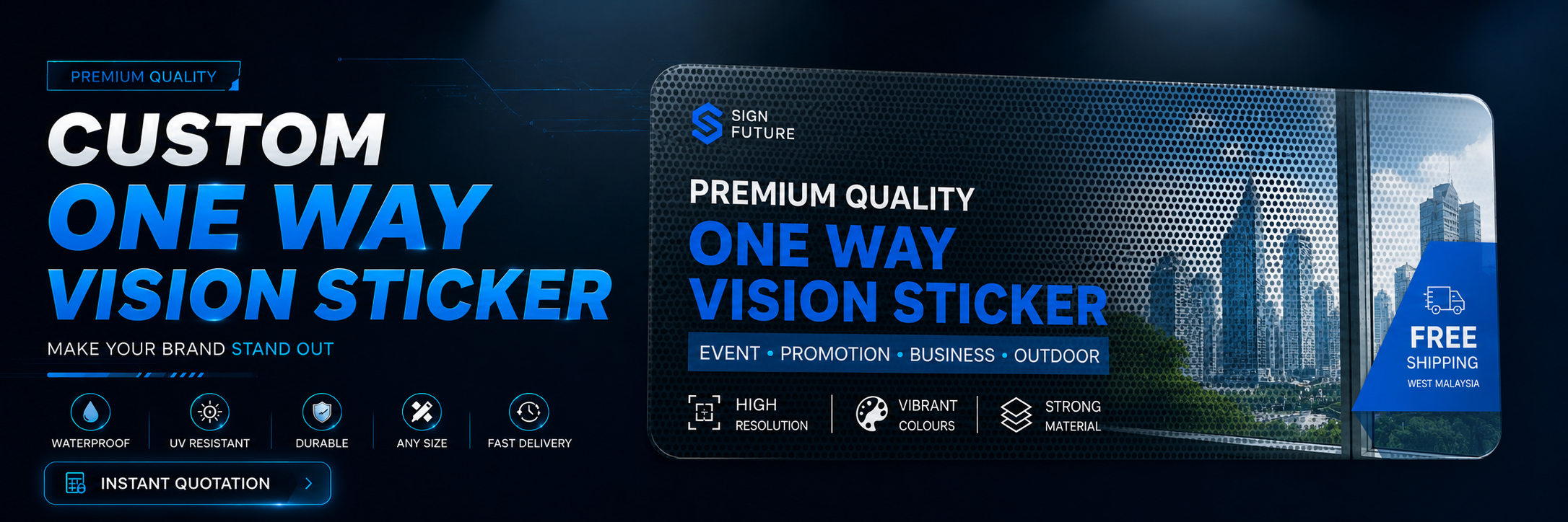 Custom window one way vision sticker premium quality