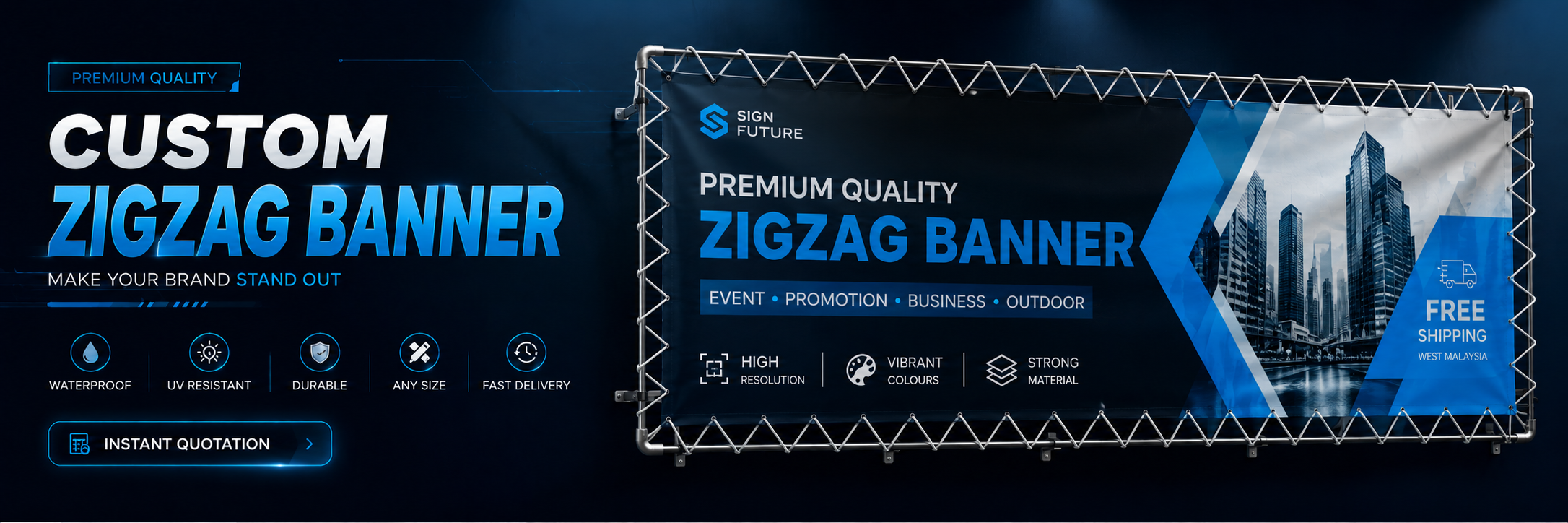 Custom zigzag banner premium quality